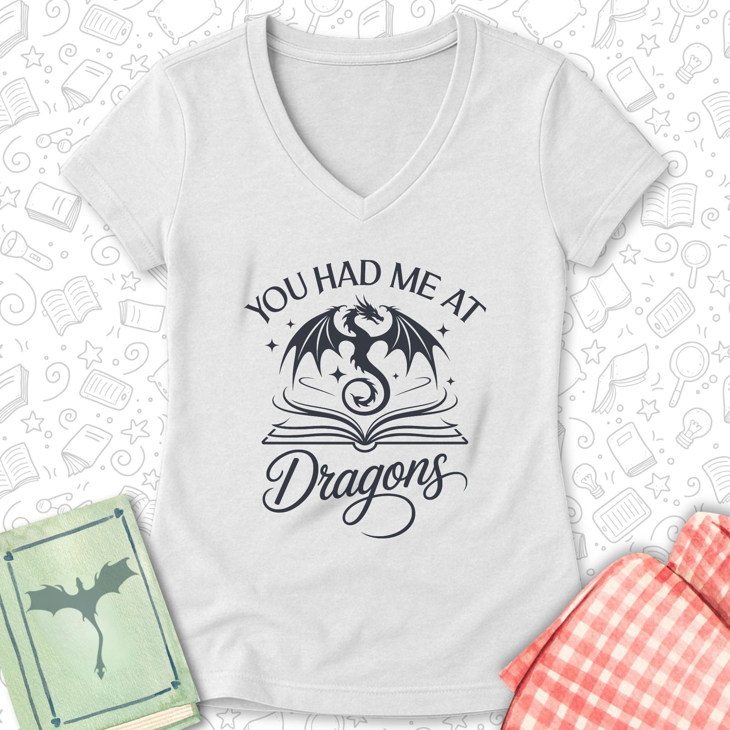 Had Me at Dragons Ladies' V-Neck Tee