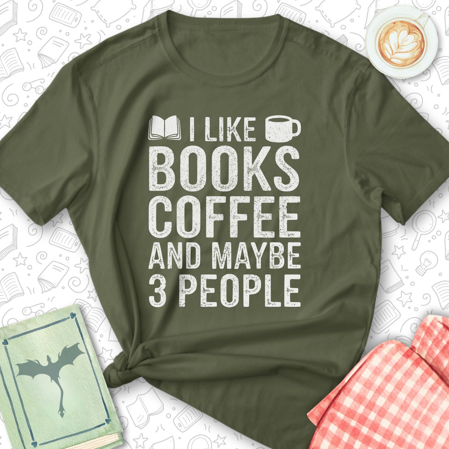Books Coffee 3P Tee