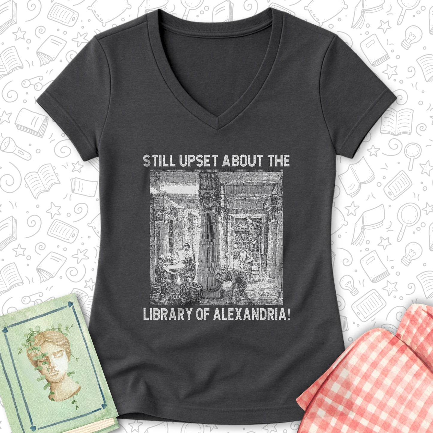 Library of Alexandria Ladies' V-Neck Tee