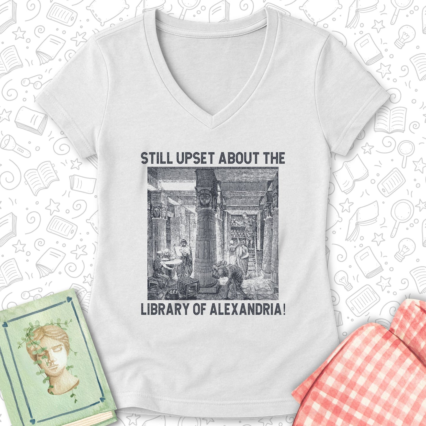 Library of Alexandria Ladies' V-Neck Tee
