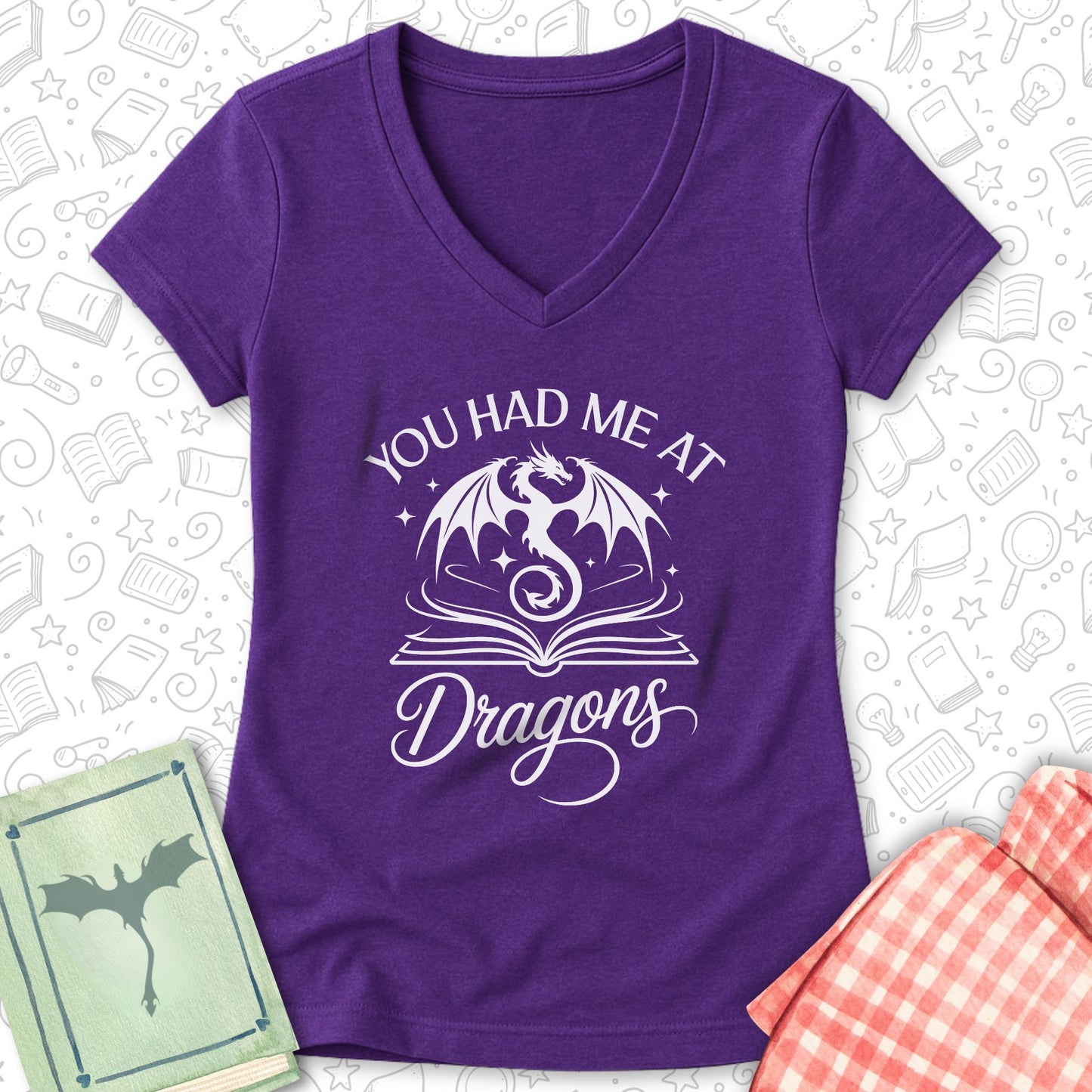 Had Me at Dragons Ladies' V-Neck Tee