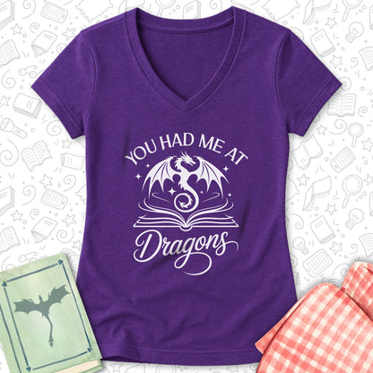 Had Me at Dragons Ladies' V-Neck Tee