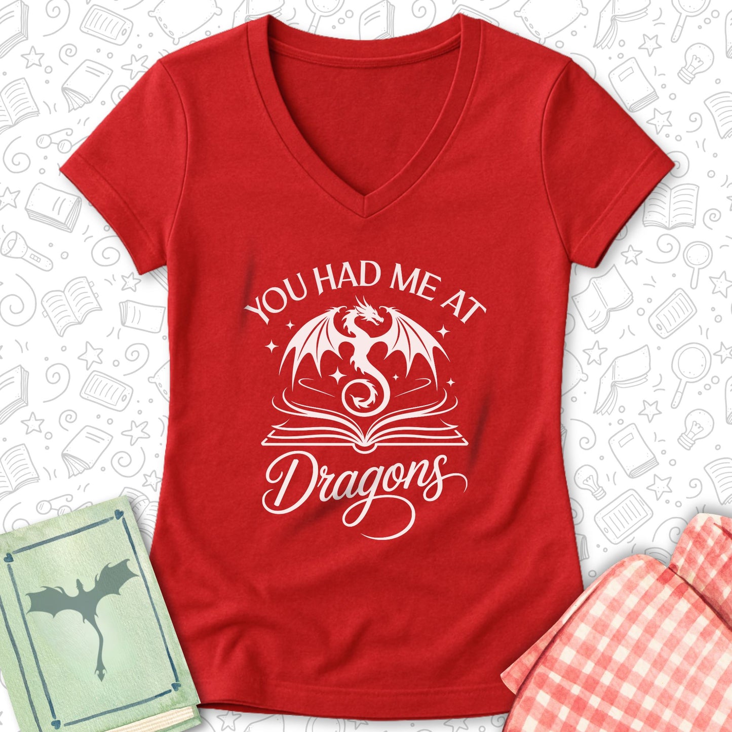 Had Me at Dragons Ladies' V-Neck Tee